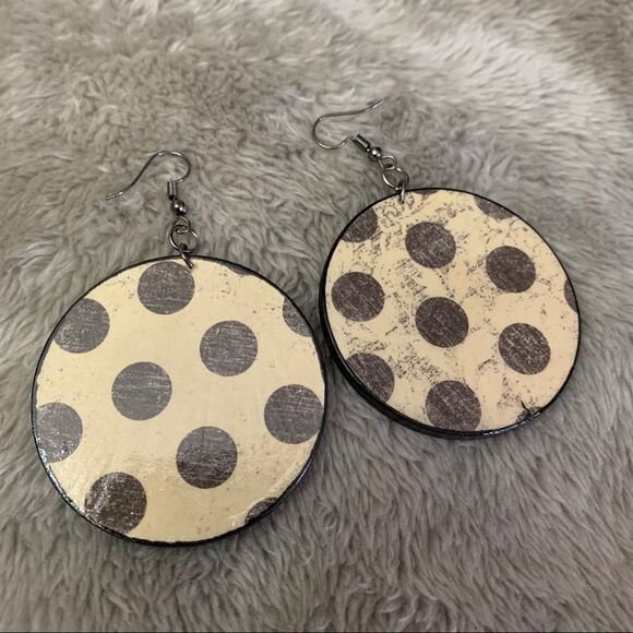 Beautiful Handmade Double Sided Wood Earrings - Picture 2 of 4